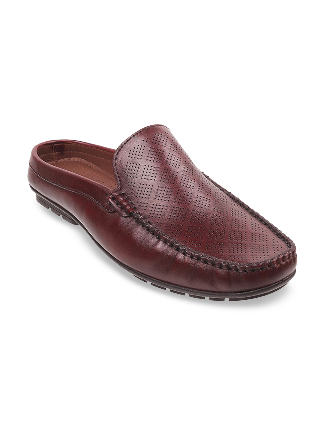 

Mochi Men Maroon Textured Leather Loafers