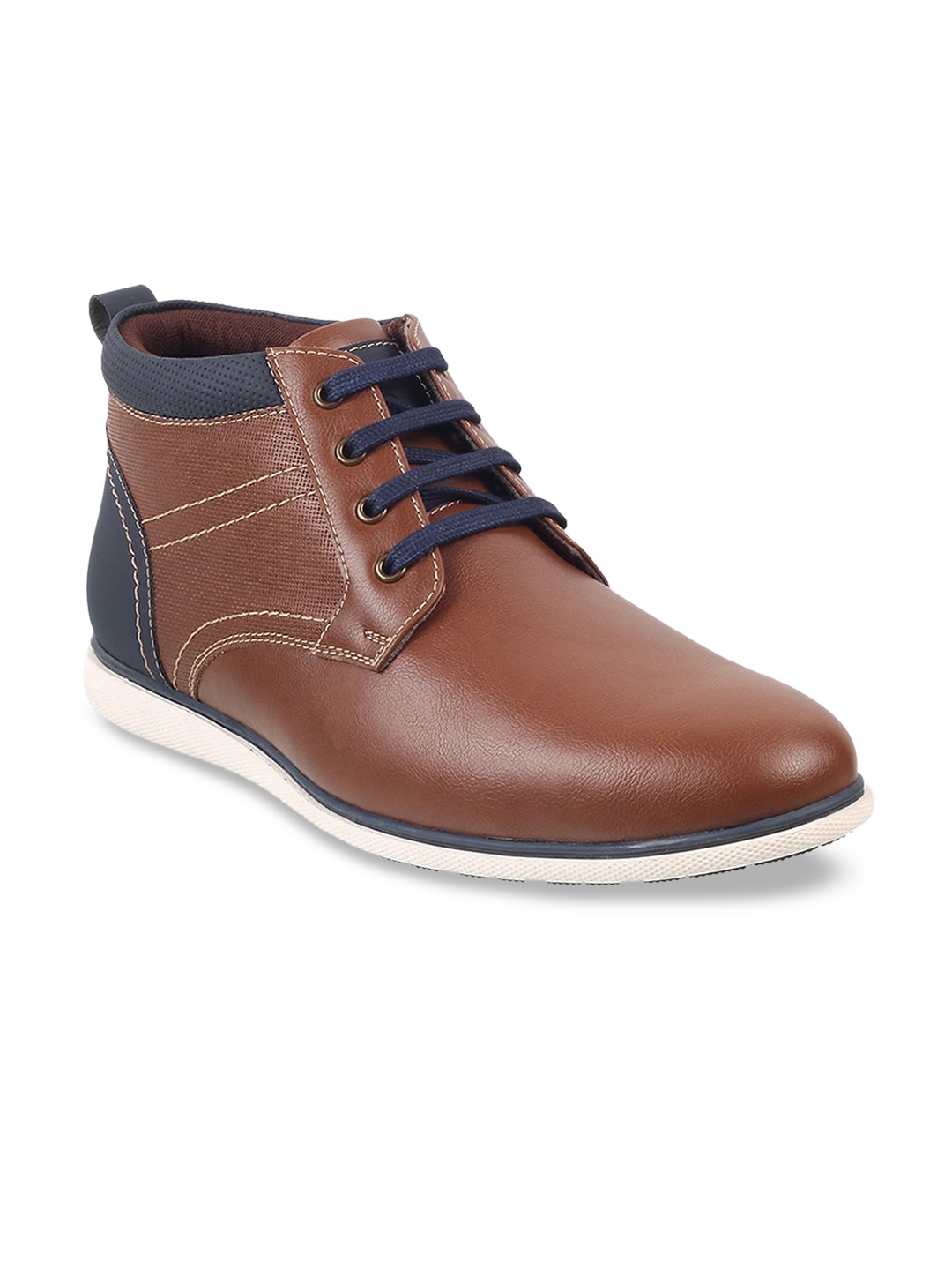 

Mochi Men Tan Solid Leather Formal Derbys