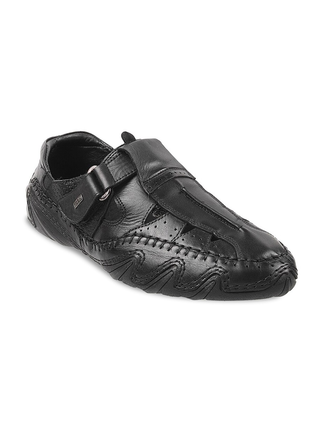 

Mochi Men Black Leather Shoe-Style Sandals