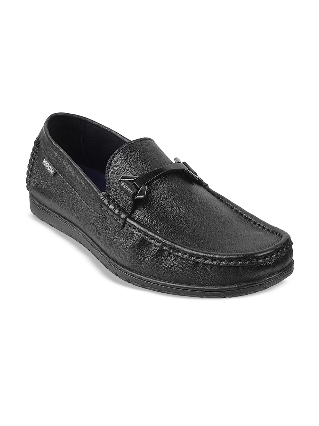 

Mochi Men Black Textured Leather Loafers