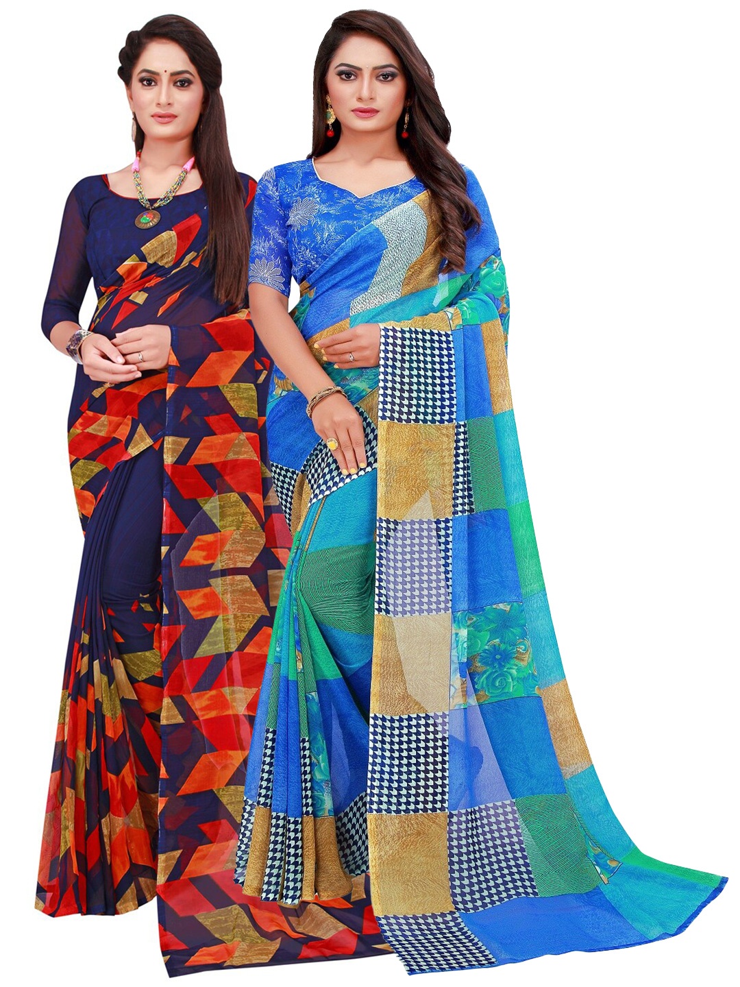 

Silk Bazar Black & Blue Pure Georgette Saree