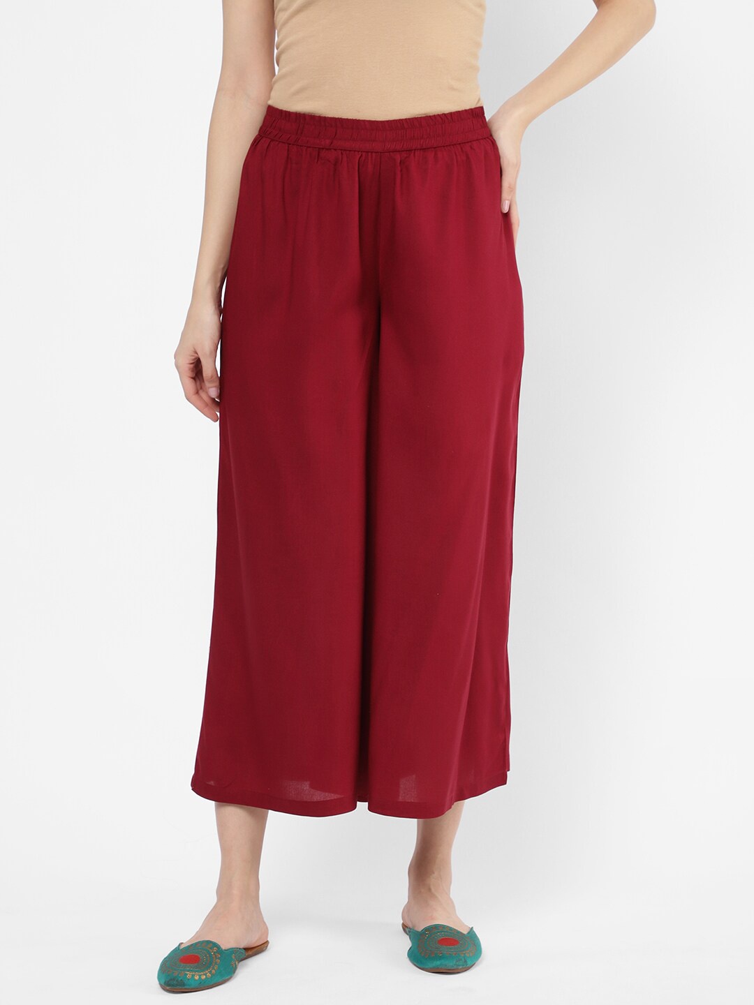

R&B Women Maroon Cropped Palazzos