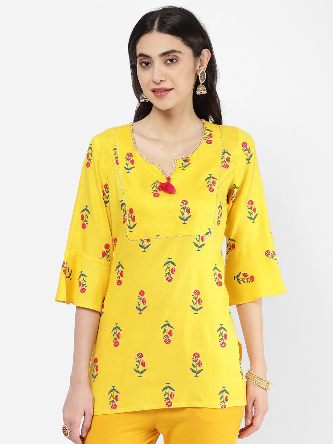

R&B Yellow & Pink Printed Tunic
