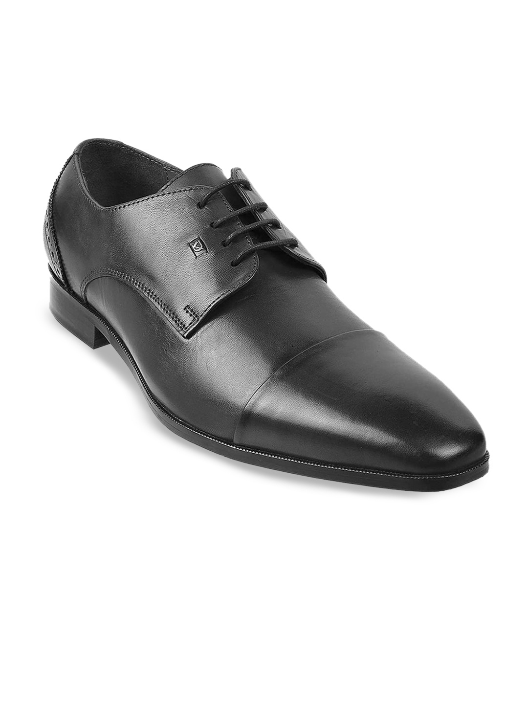 

DAVINCHI Men Black Solid Leather Formal Oxfords