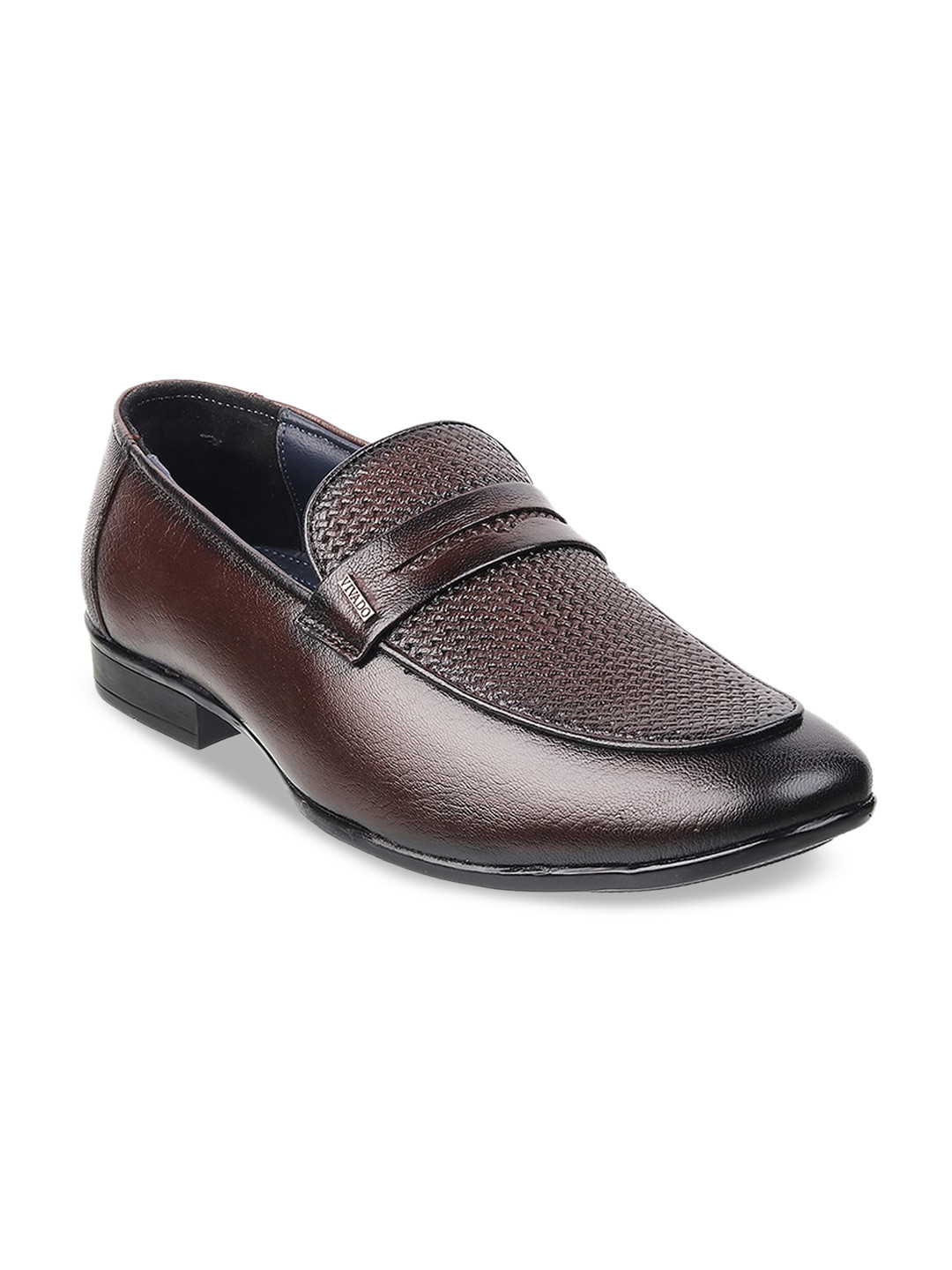 

WALKWAY by Metro Men Brown Textured Formal Loafers