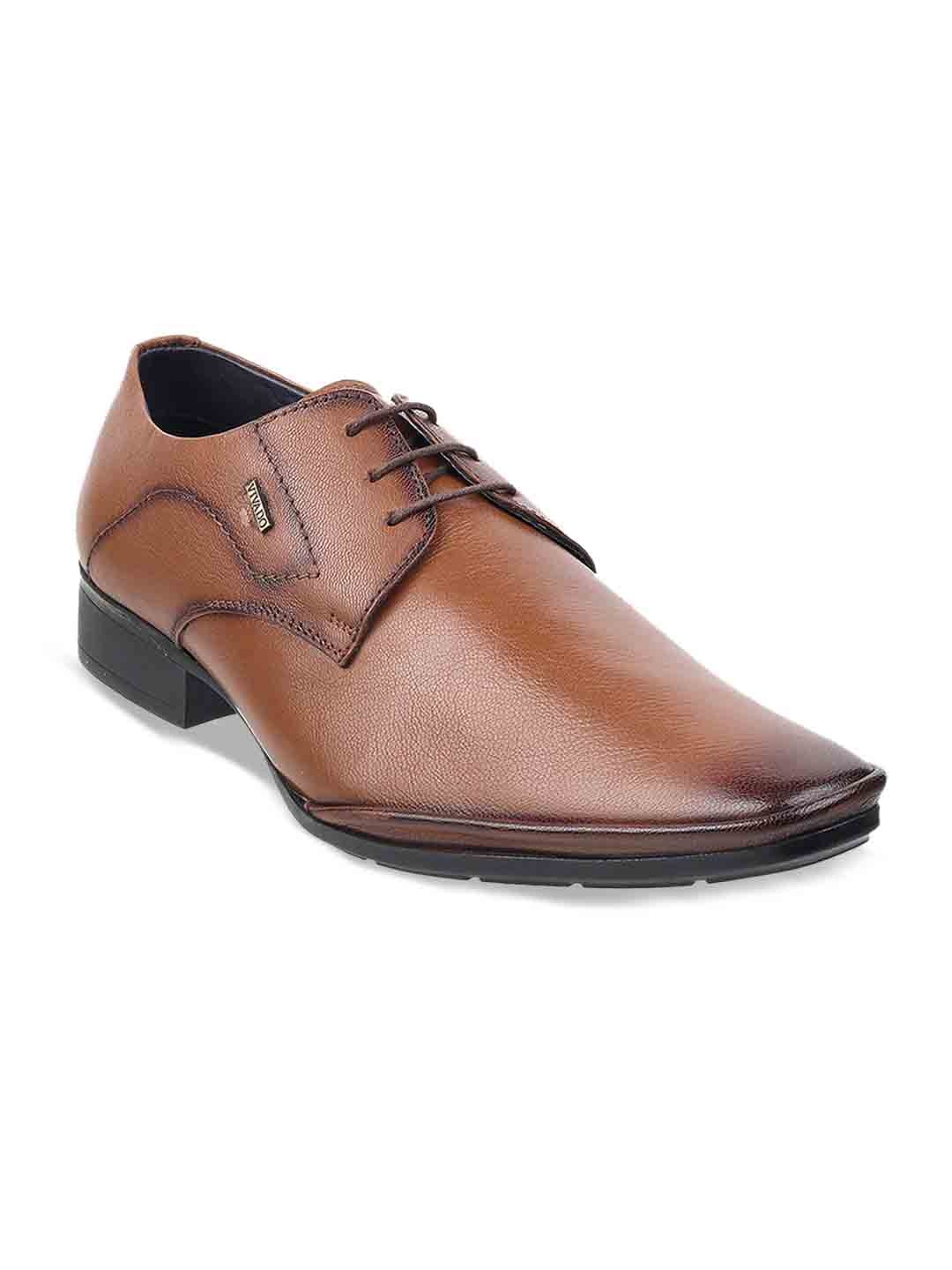 

WALKWAY by Metro Men Tan Brown Textured Formal Leather Derbys