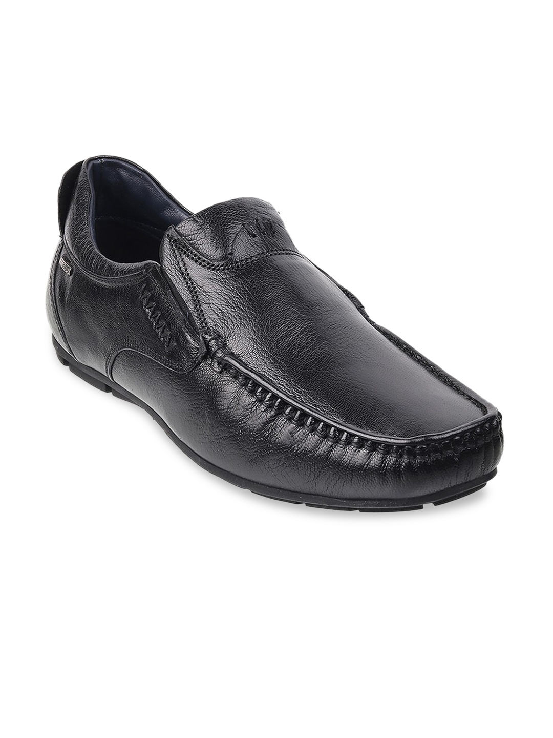

WALKWAY by Metro Men Black Leather Driving Shoes
