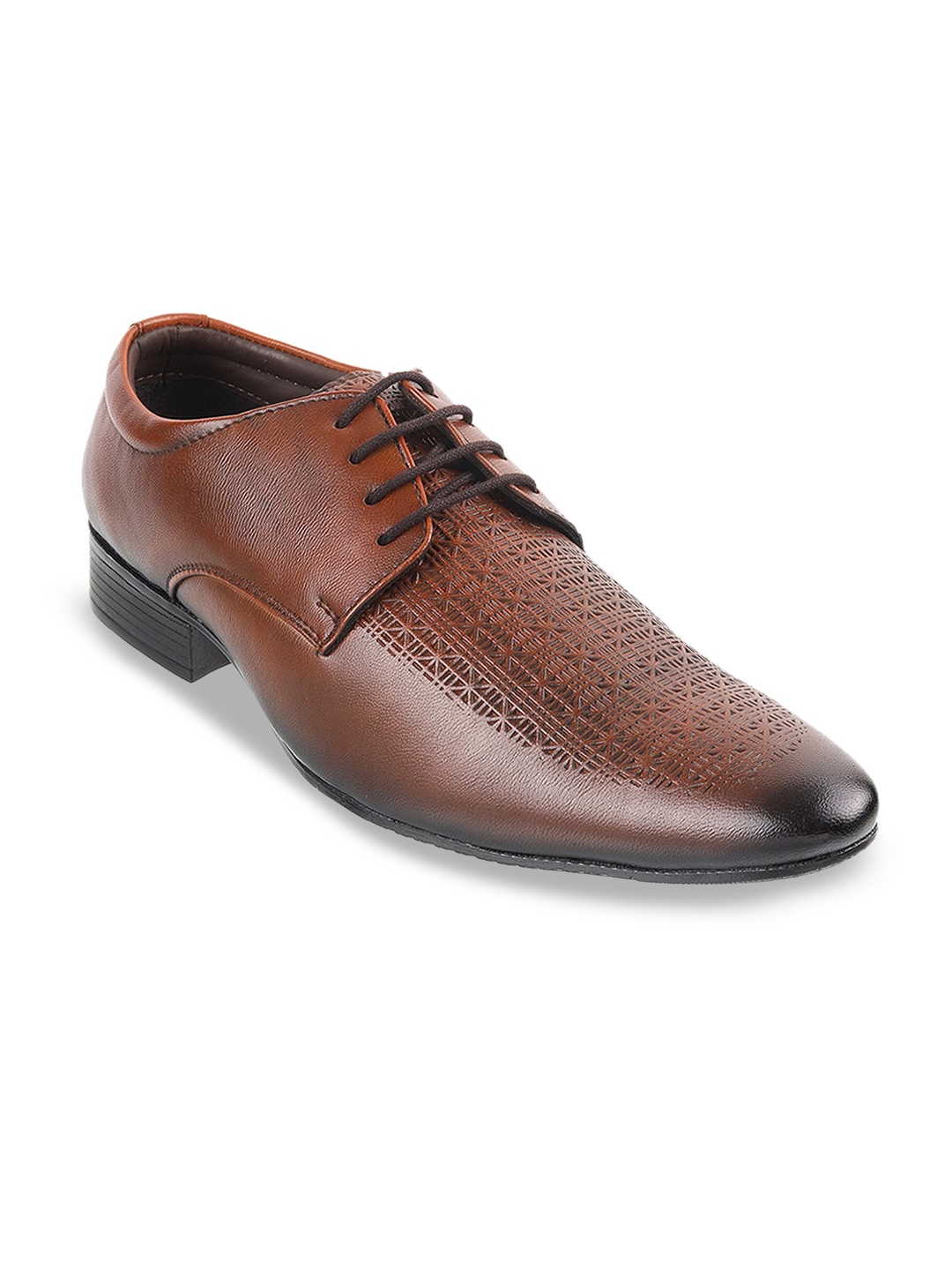 

WALKWAY by Metro Men Brown Textured Leather Formal Oxfords