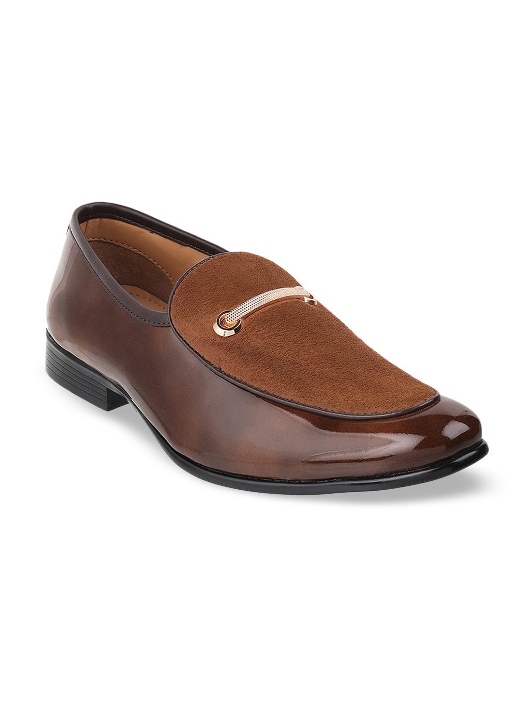 

WALKWAY by Metro Men Brown Solid Formal Slip-On Shoes