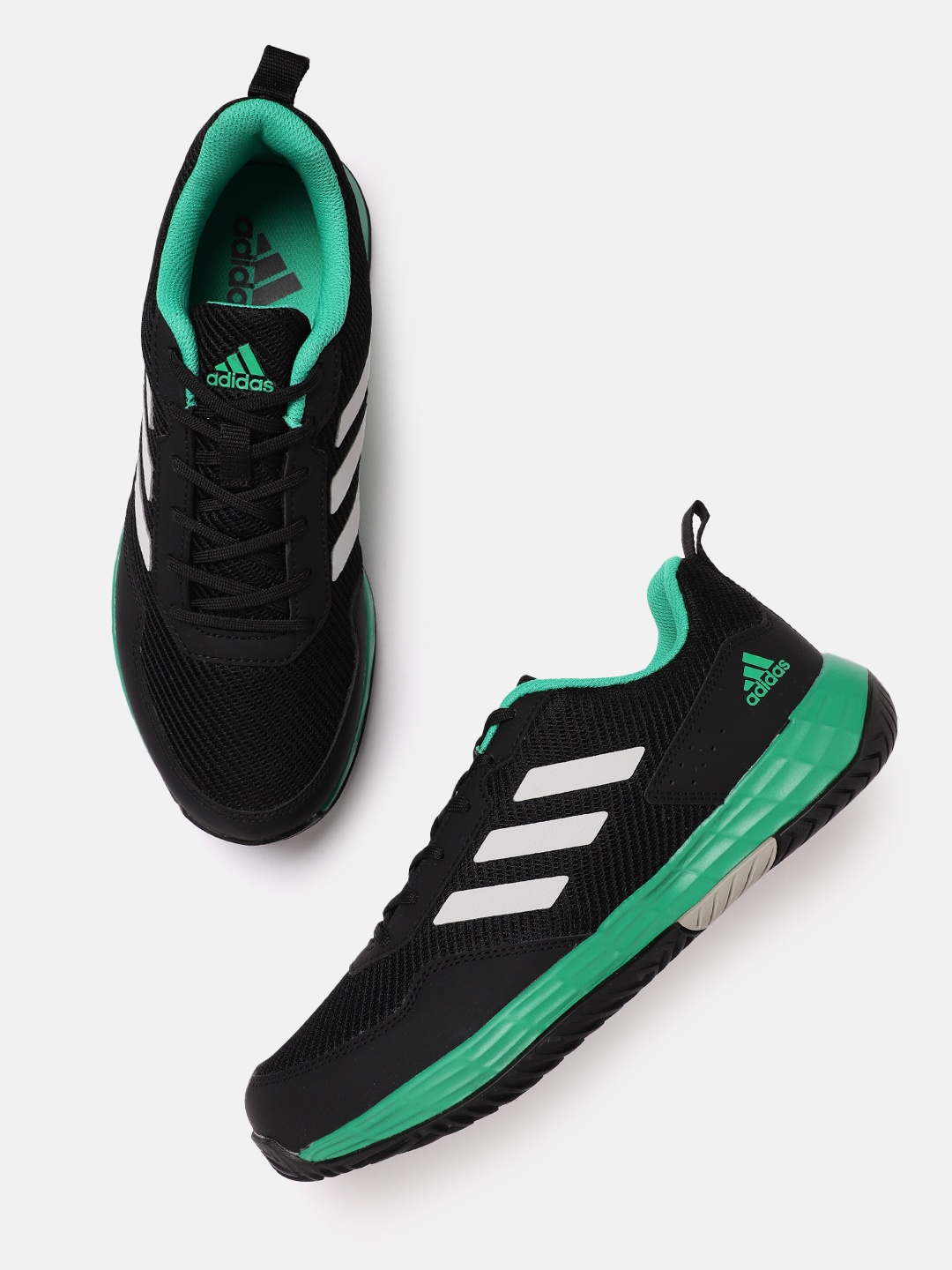 

ADIDAS Men Woven Design Faztcort Star Tennis Shoes, Black