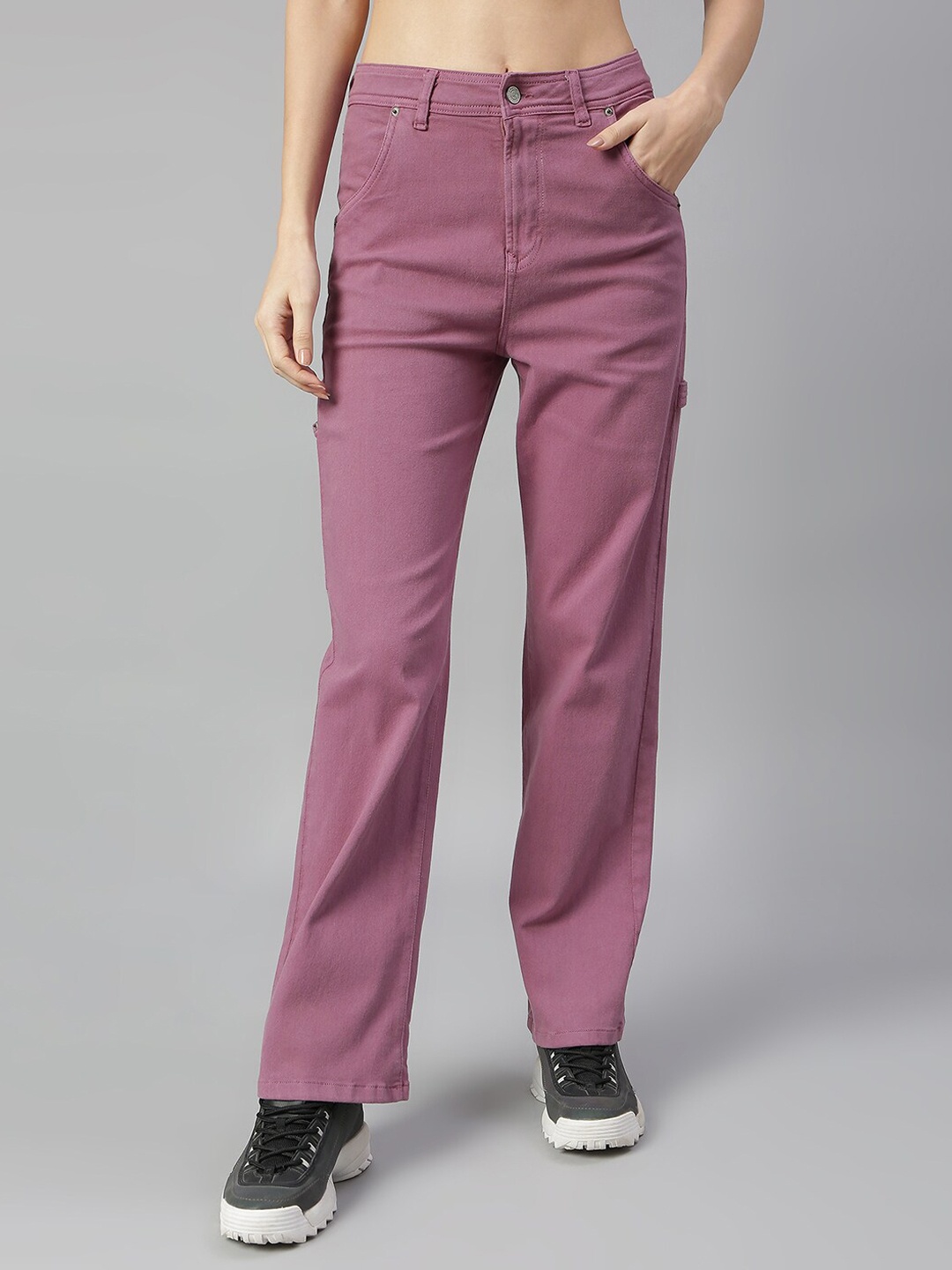 

TARAMA Women Mauve Straight Fit High-Rise Stretchable Jeans