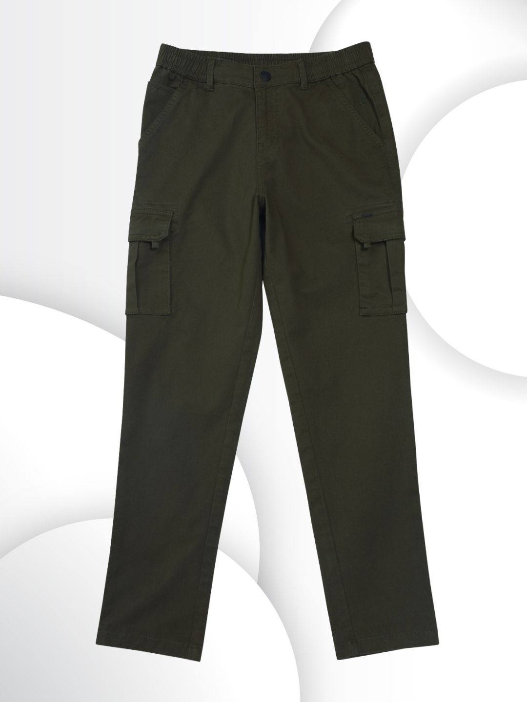 

Gini and Jony Boys Olive Green Solid Denim Regular Fit Cargos