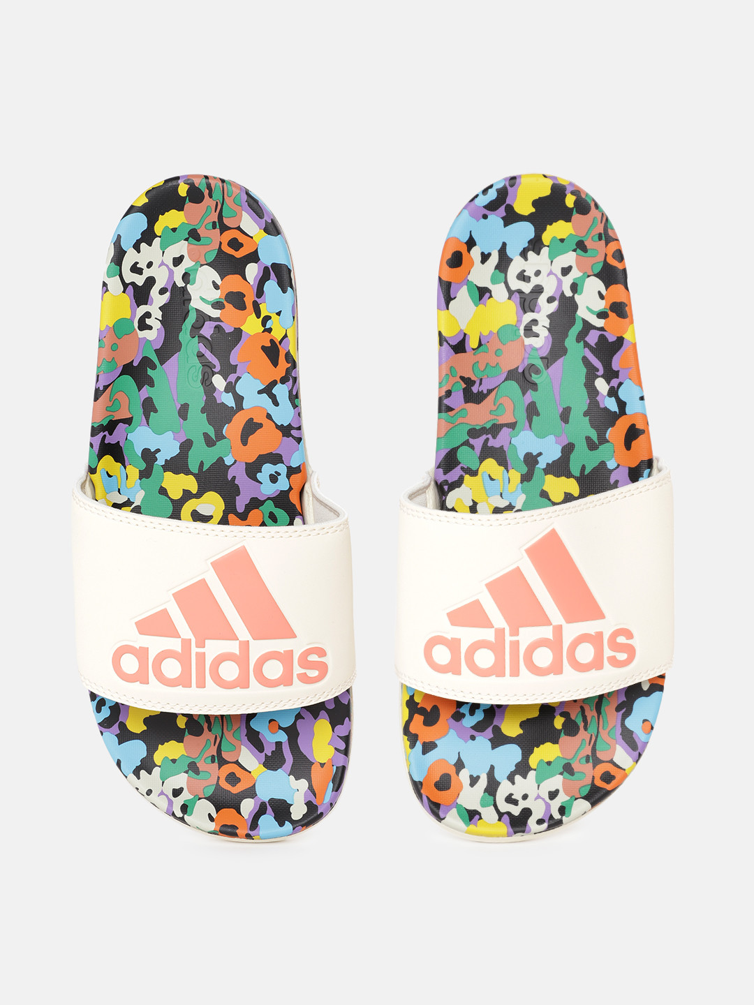 

ADIDAS Women Brand Logo Embossed Adilette Comfort Sliders, Beige