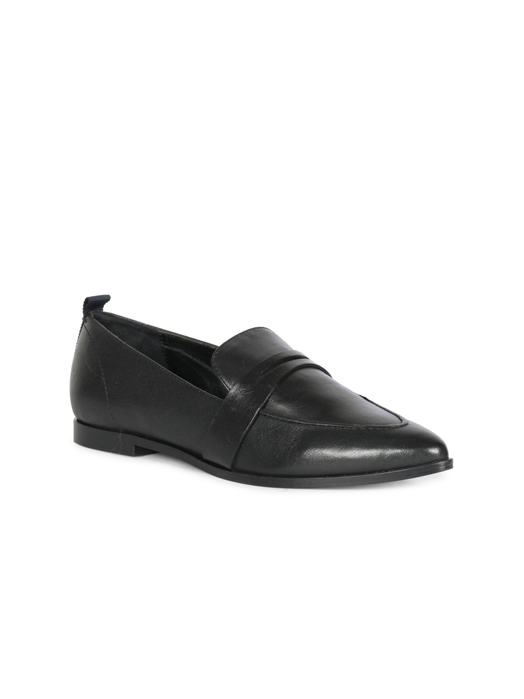 

SaintG Women Solid Leather Slip-on Shoes, Black