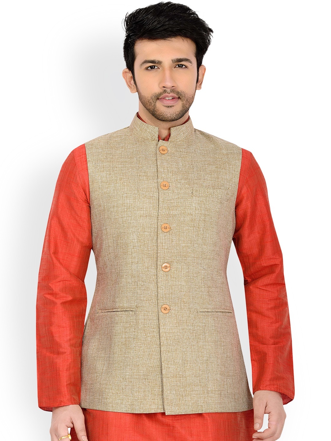 

Manyavar Beige Nehru Jacket