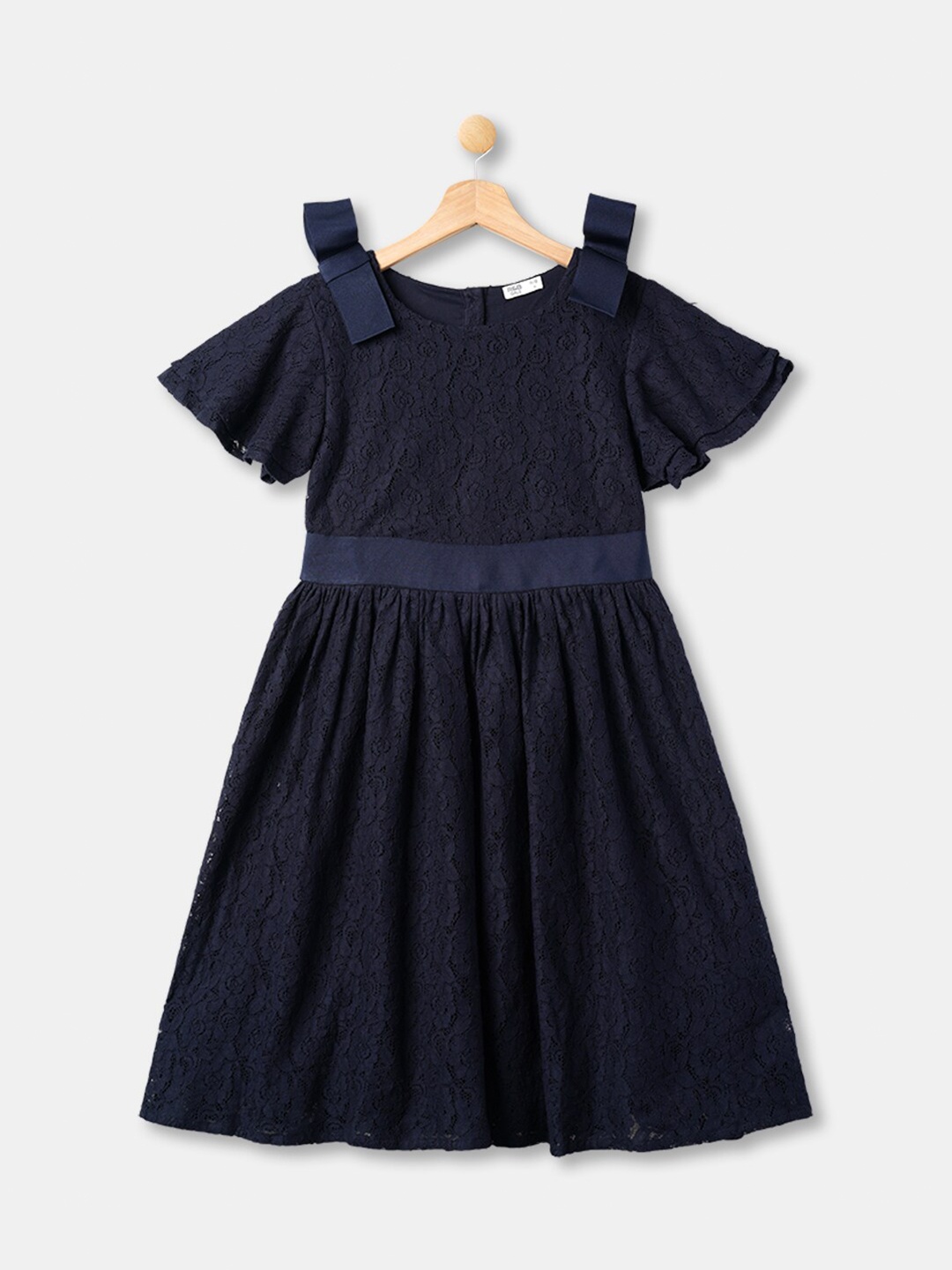 

R&B Kids Girls Navy Blue Fit And Flare Cotton Dress