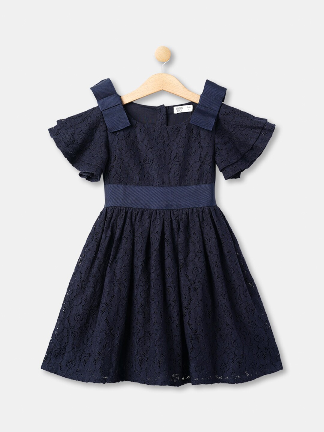 

R&B Infant Girls Navy Blue Fit And Flare Dress