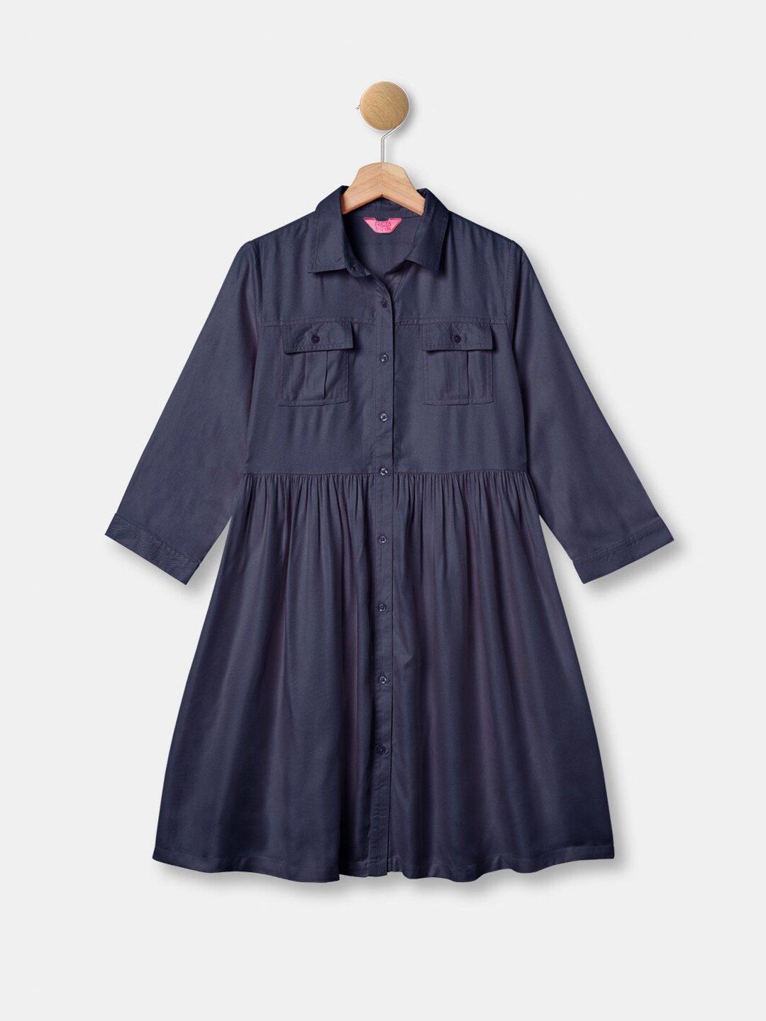 

R&B Infant Girls Navy Blue Cotton Dress