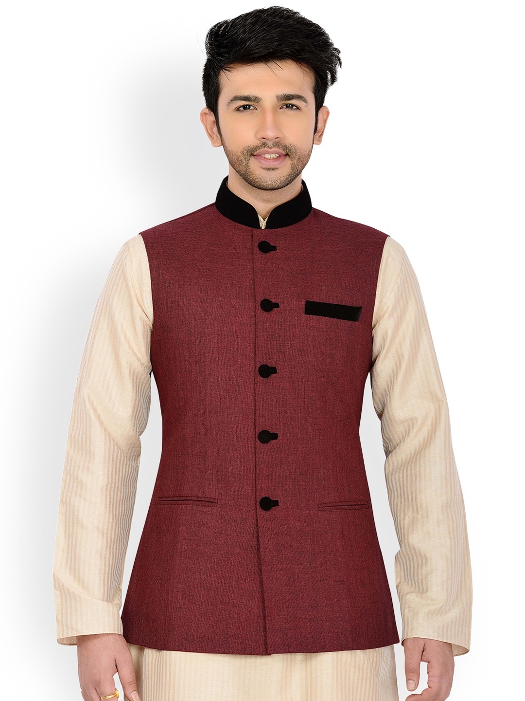 

Manyavar Maroon Nehru Jacket