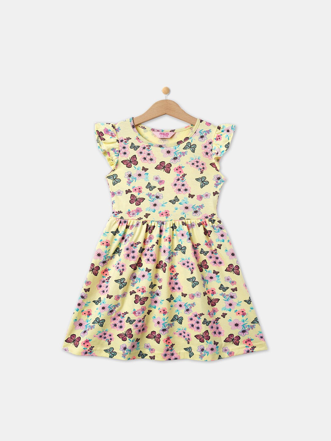 

R&B Yellow Girls Floral Printed Dress
