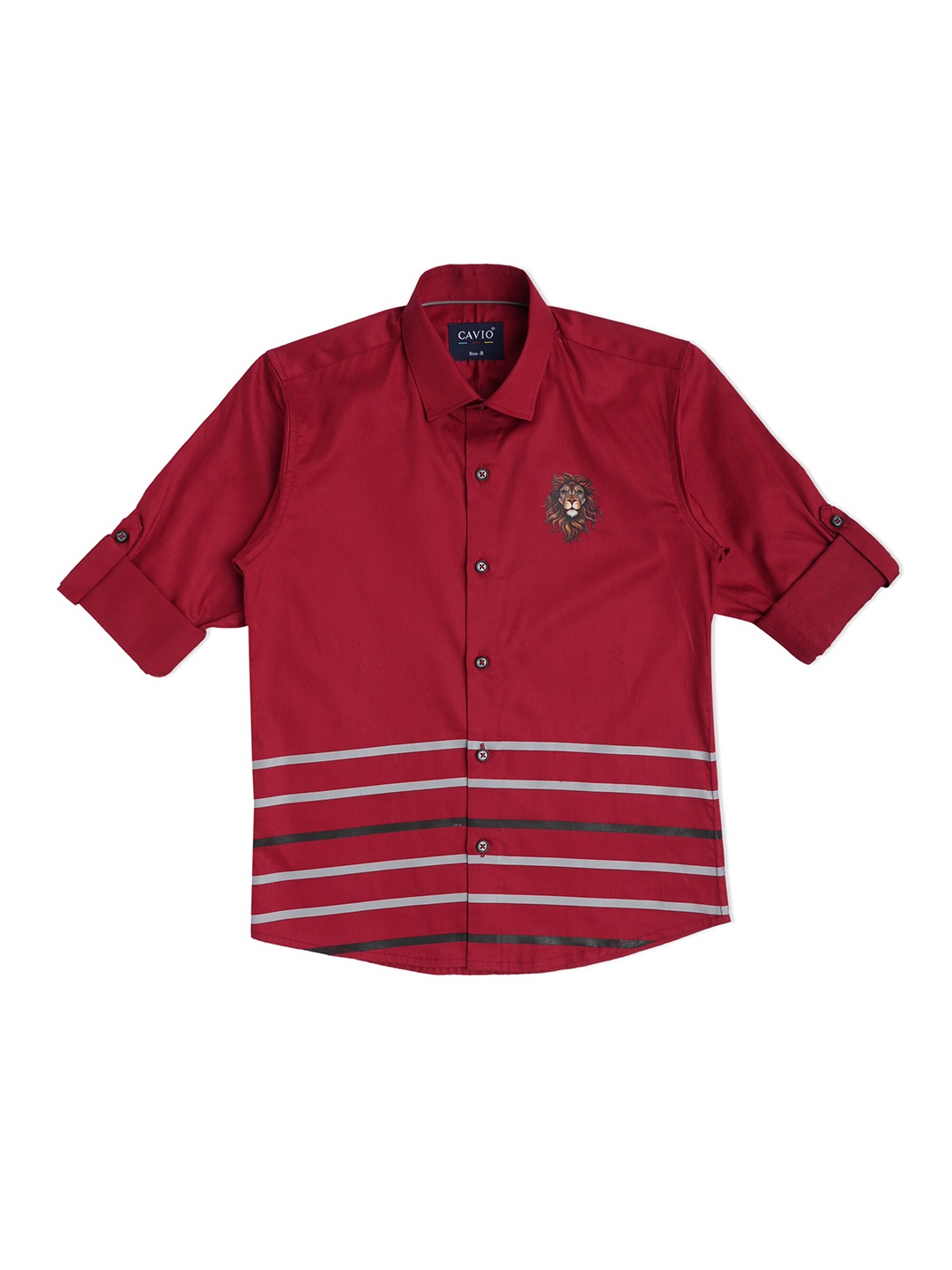 

CAVIO Boys Stripes Printed Casual Shirt, Maroon