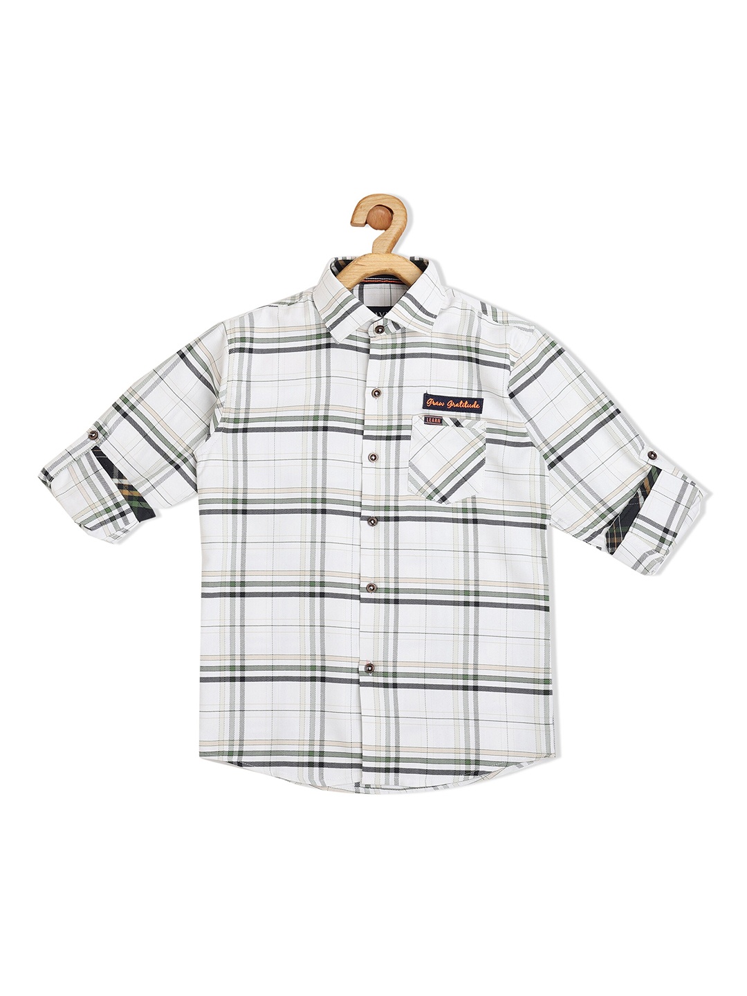 

CAVIO Boys White Cotton Checked Casual Shirt