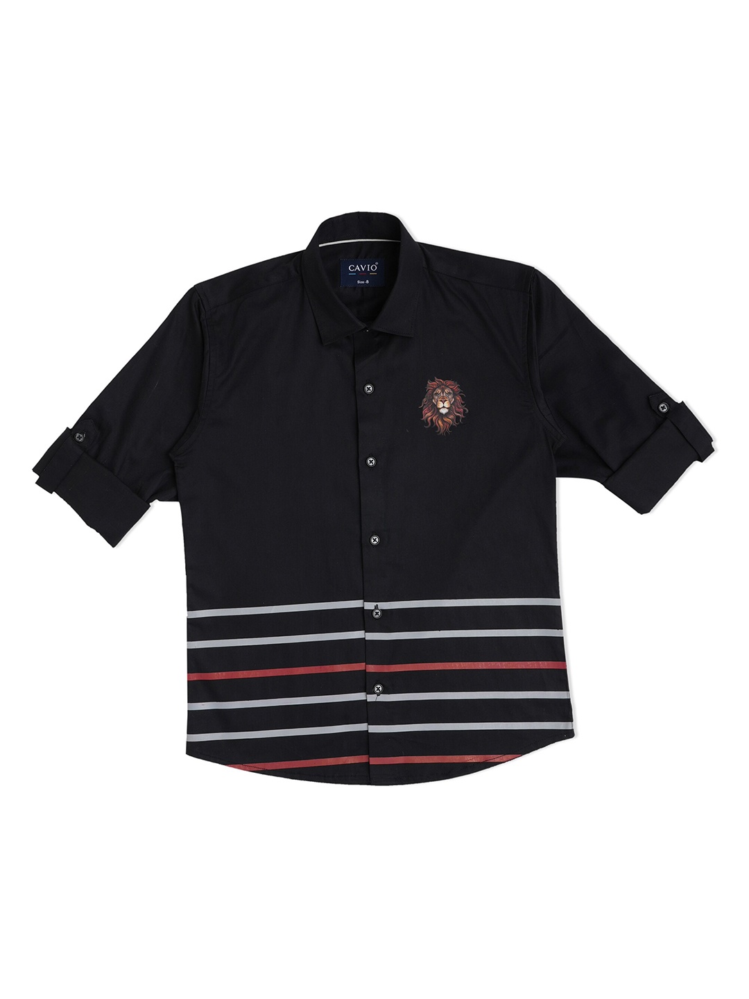 

CAVIO Boys Horizontal Stripes Printed Casual Shirt, Black