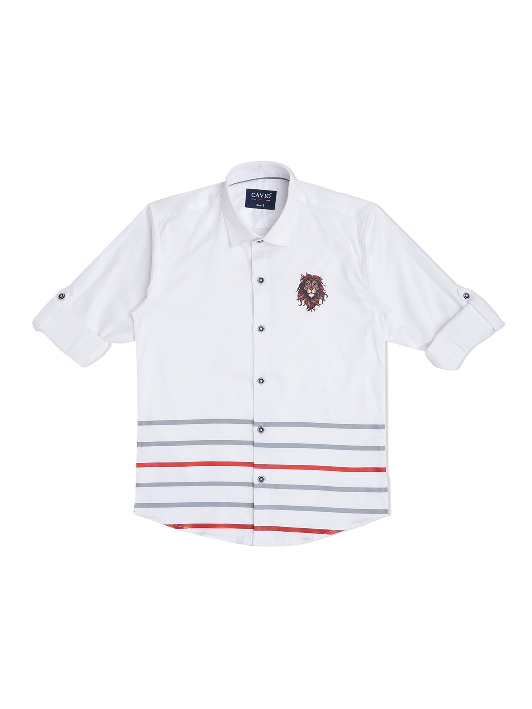 

CAVIO Boys Horizontal Stripes Printed Casual Shirt, White