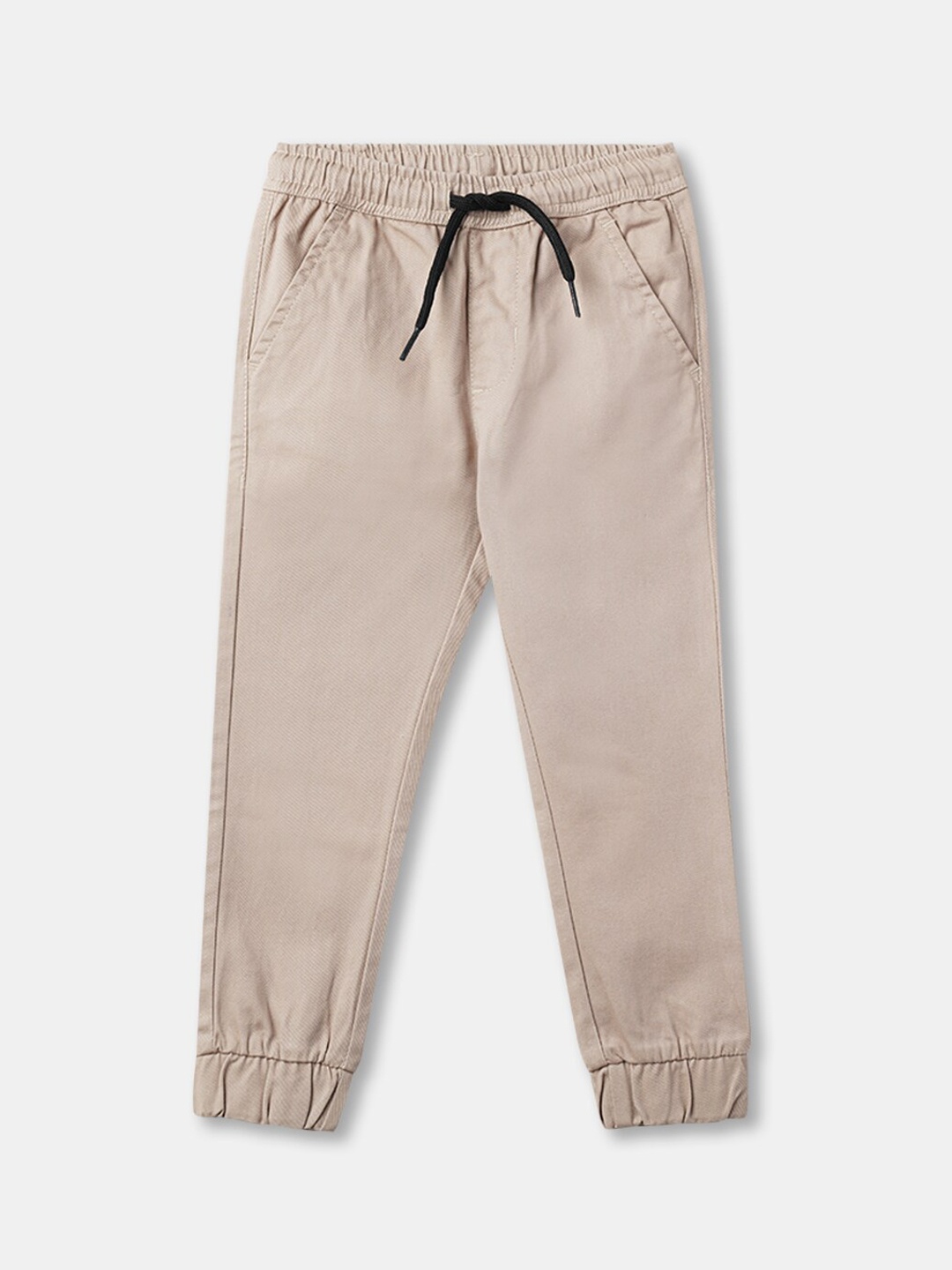 

R&B Boys Beige Solid Cotton Joggers