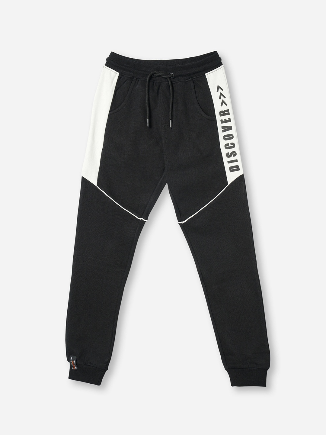 

R&B Boys Black & White Colourblocked Cotton Joggers