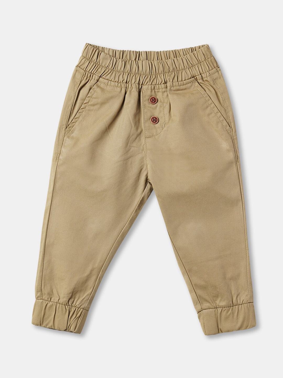 

R&B Boys Beige Solid Cotton Joggers