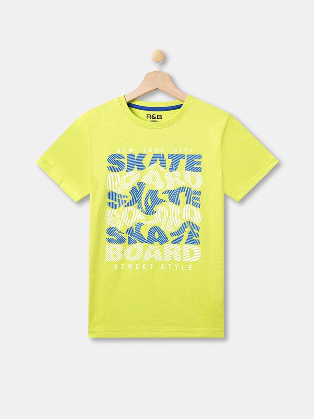 

R&B Boys Yellow Typography Printed Round Neck Cotton T-shirt