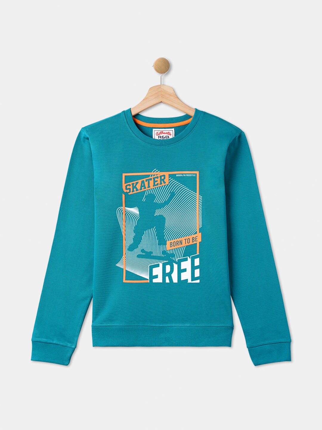 

R&B Boys Teal Printed Cotton Sweatshirt