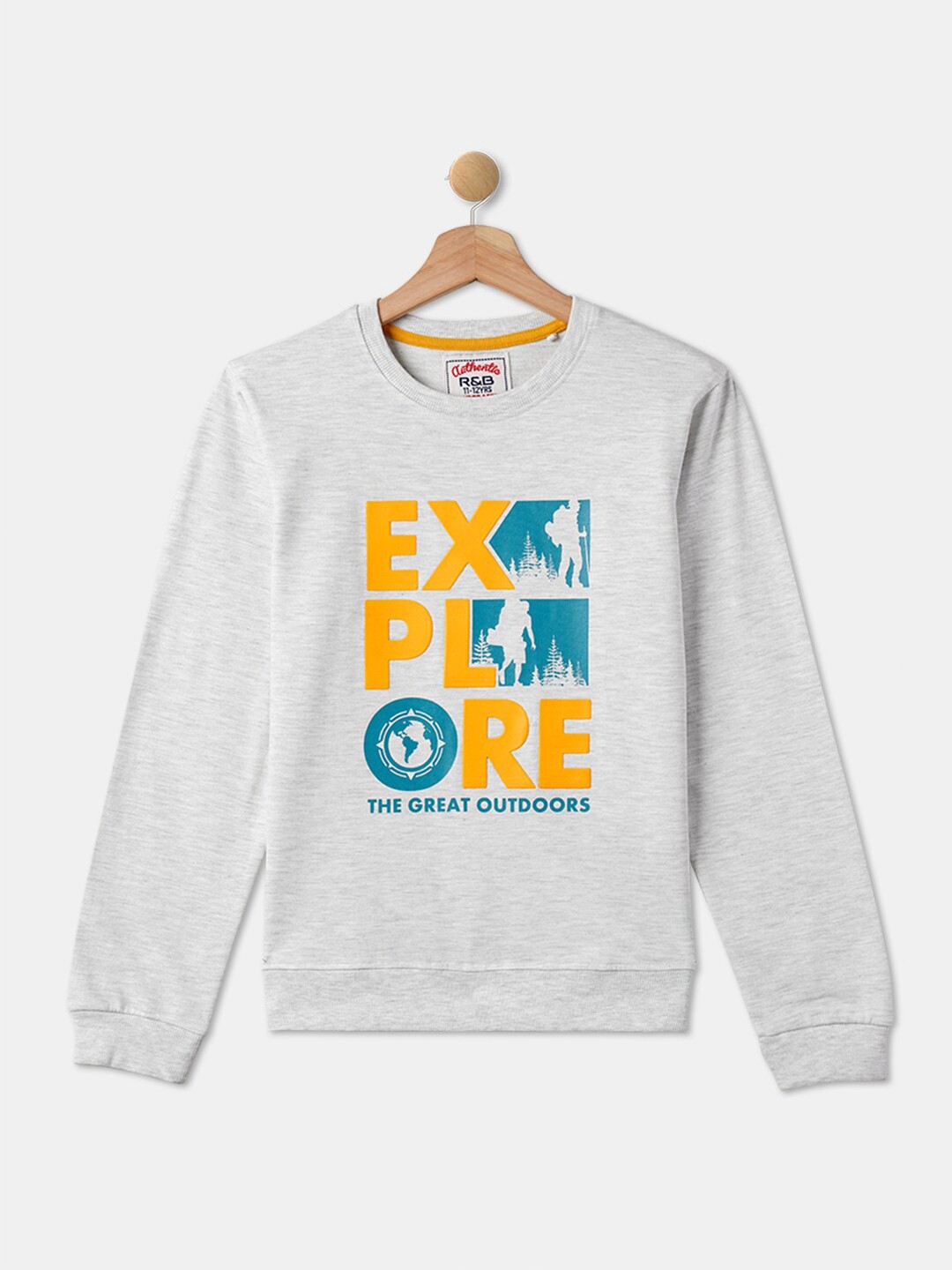 

R&B Boys Grey Printed Cotton Sweatshirt