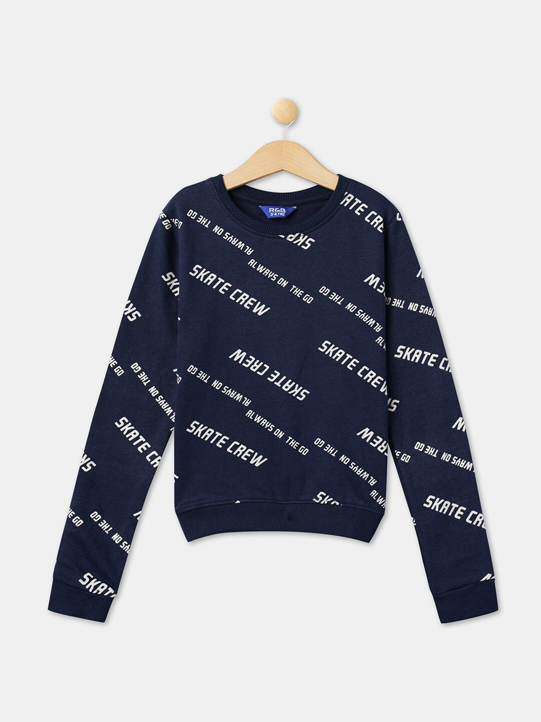 

R&B Boys Navy Blue Printed Sweatshirt