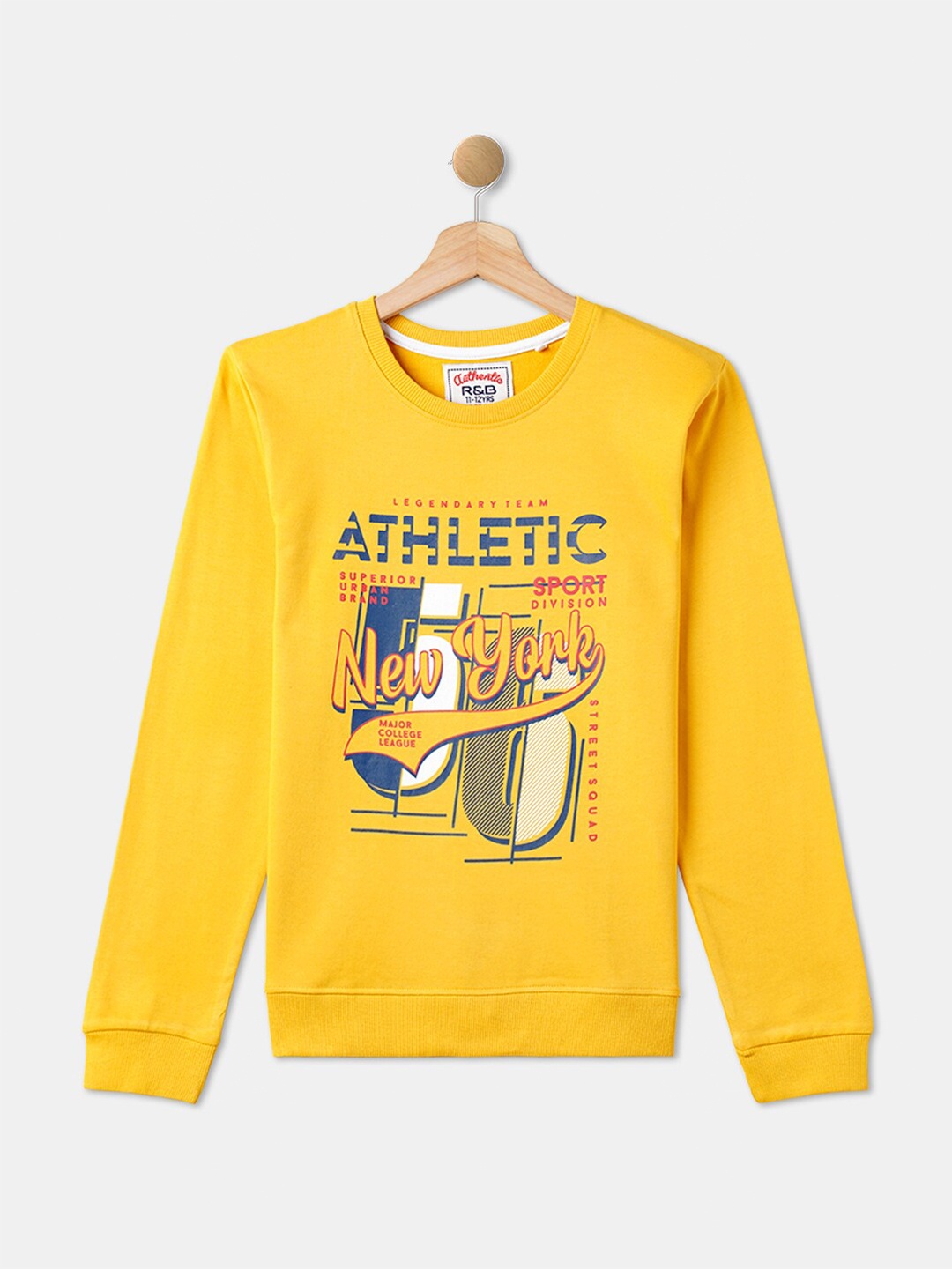 

R&B Boys Yellow Printed Cotton Sweatshirt
