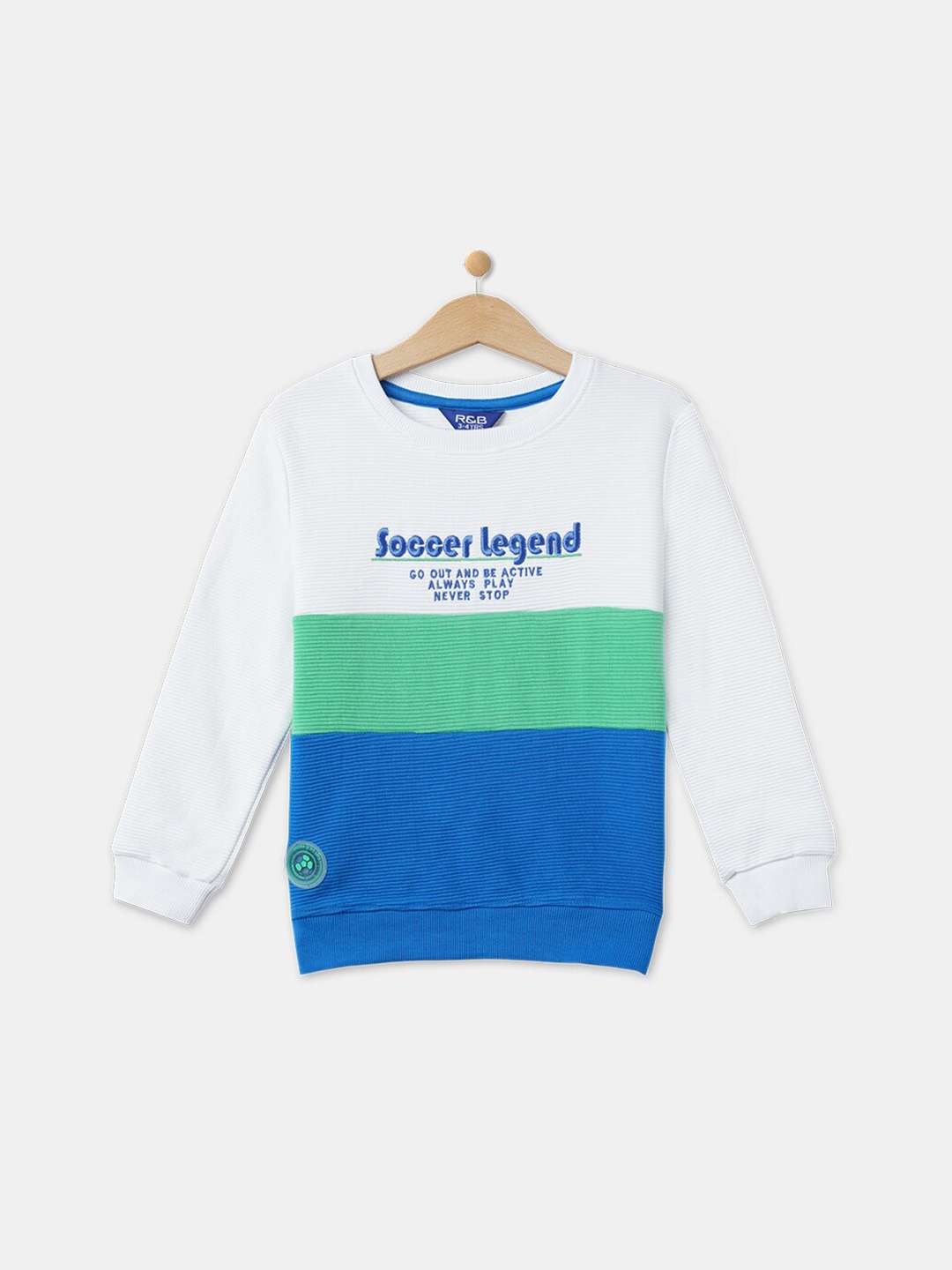 

R&B Boys White Colourblocked Sweatshirt