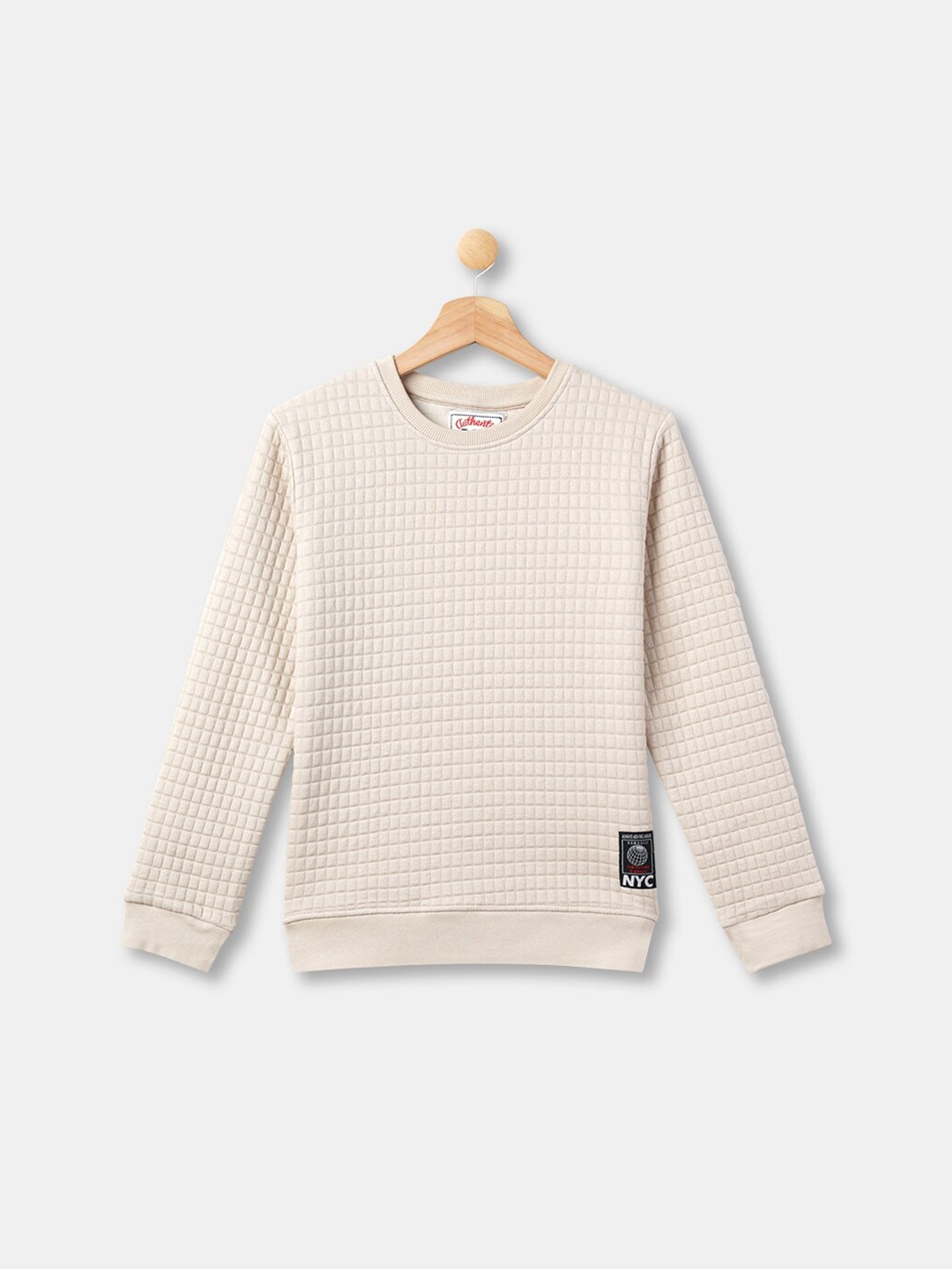 

R&B Boys Beige Checked Cotton Sweatshirt