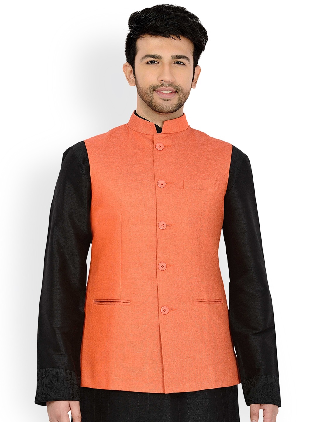 

Manyavar Orange Nehru Jacket