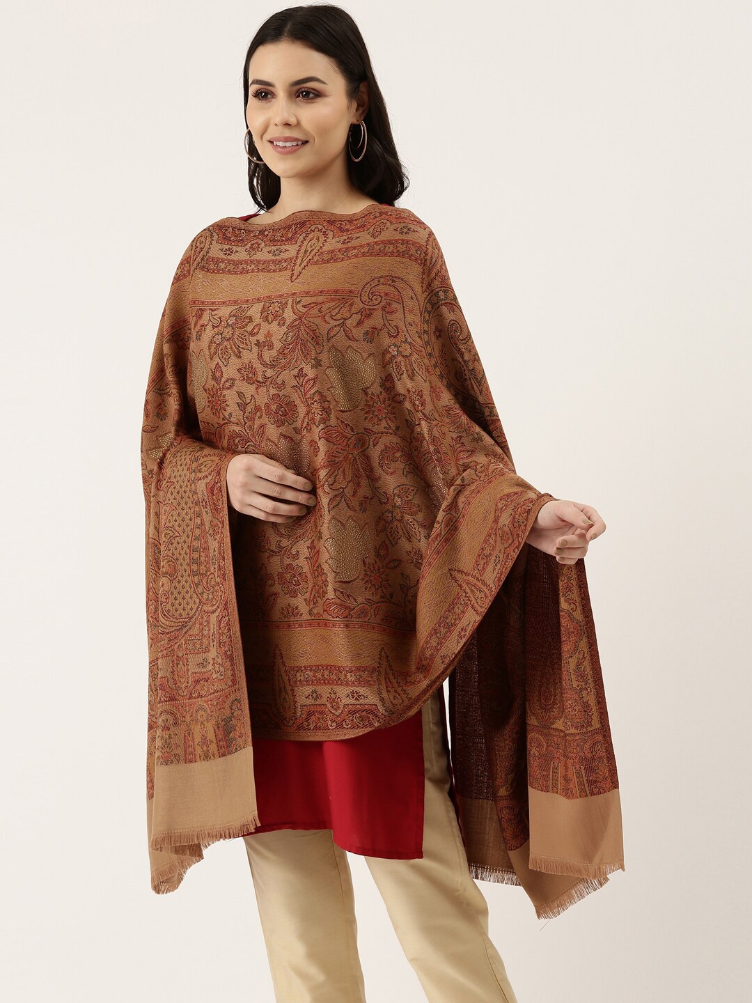 

Pashmoda Women Beige & Brown Woven Design Stole