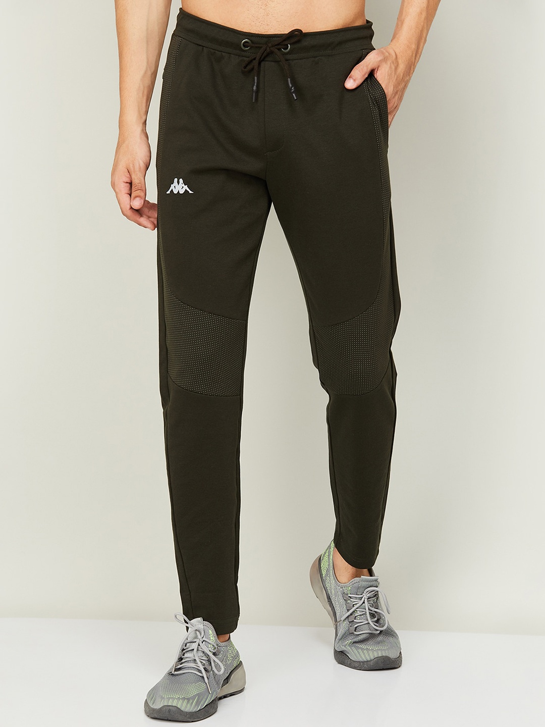 

Kappa Men Olive Green Solid Cotton Track Pants