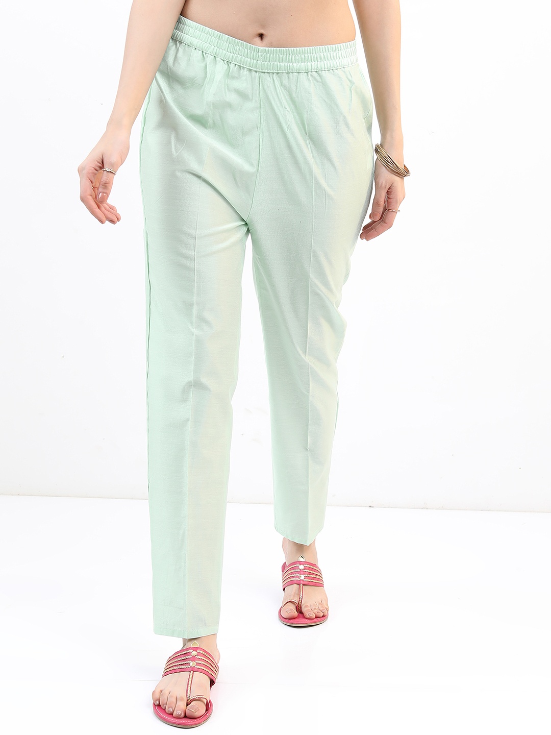

Vishudh Women Casual Trousers, Sea green