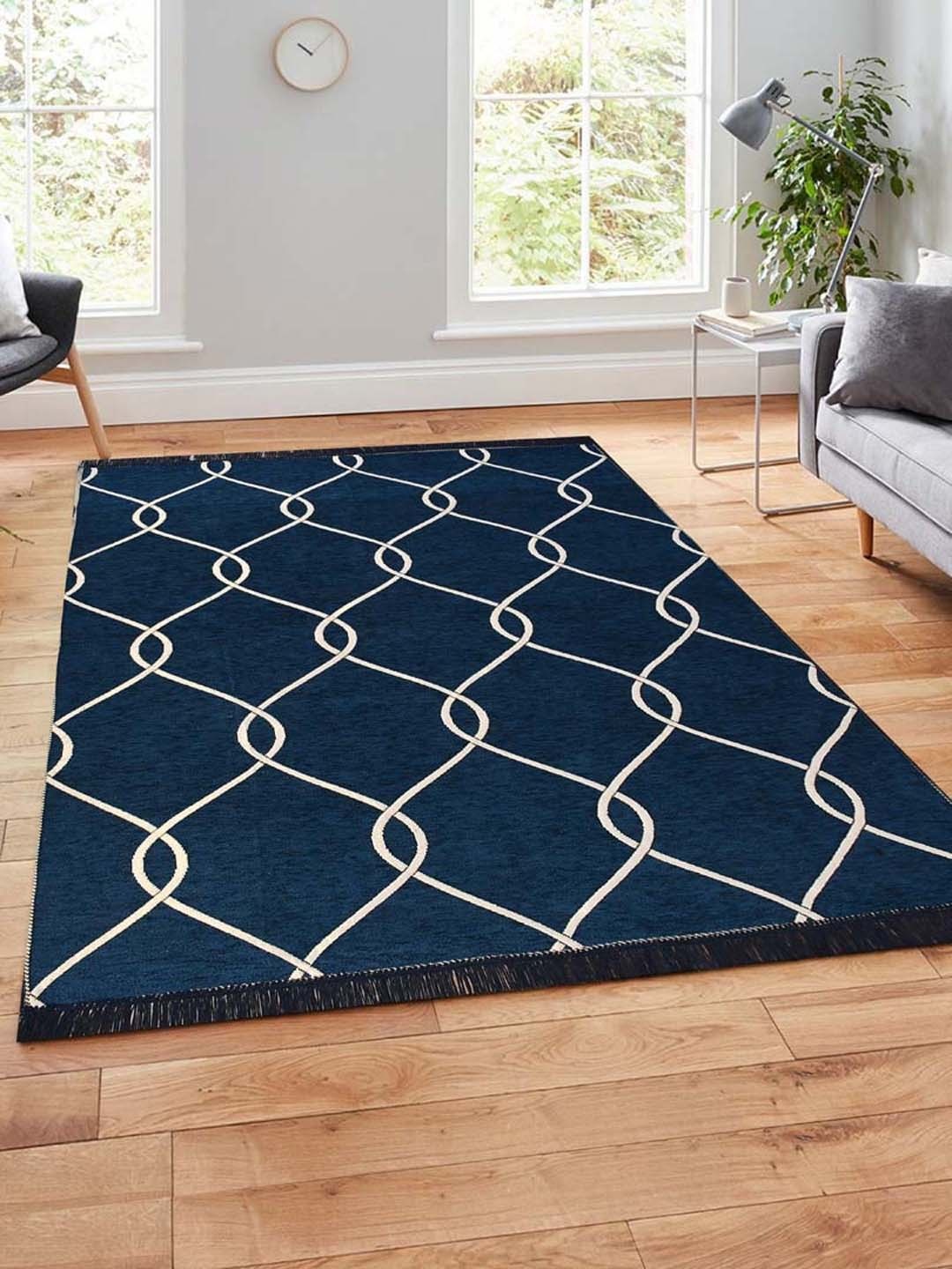 Slushy Mushy Blue Abstract Printed Modern Carpets