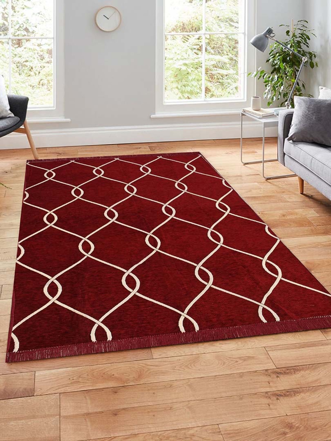 Slushy Mushy Maroon Abstract Printed Modern Carpets