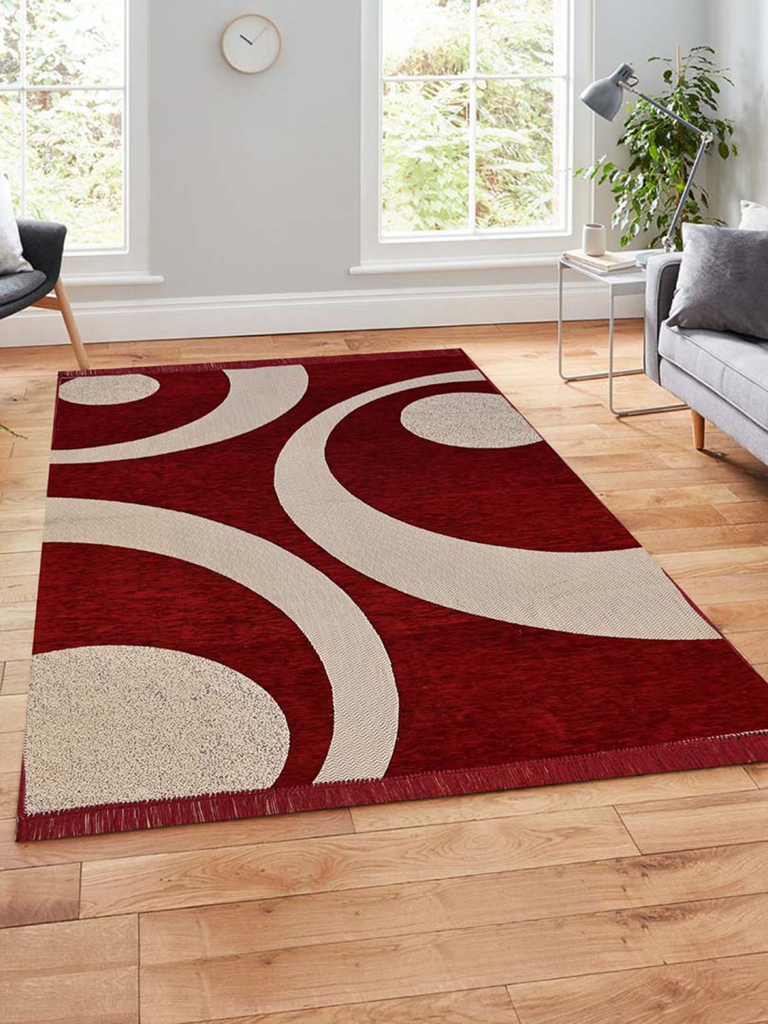 Slushy Mushy Maroon Abstract Printed Modern Carpets