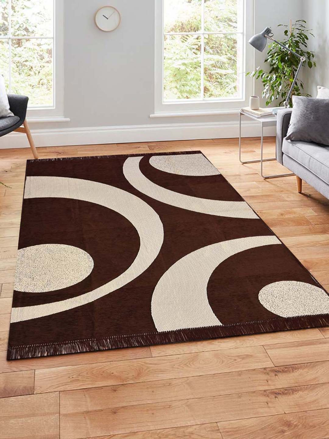 Slushy Mushy Brown Abstract Printed Modern Carpets