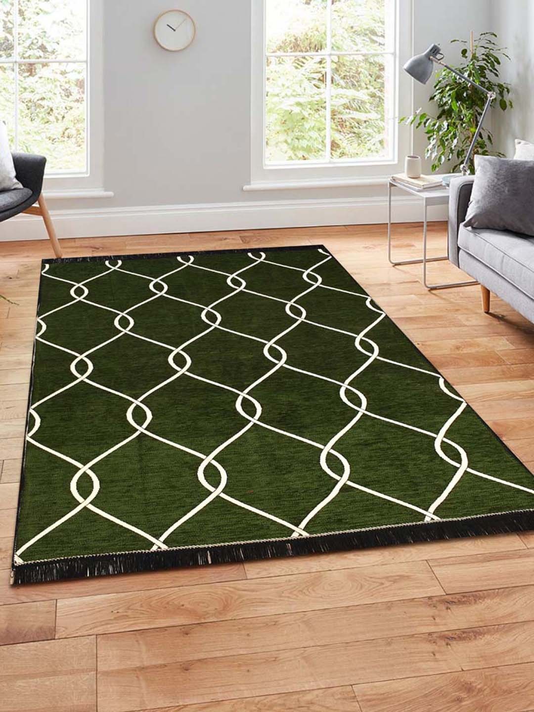 Slushy Mushy Green Abstract Printed Modern Carpets