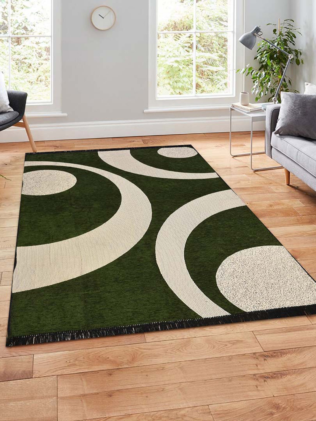 Slushy Mushy Green Abstract Printed Modern Carpets