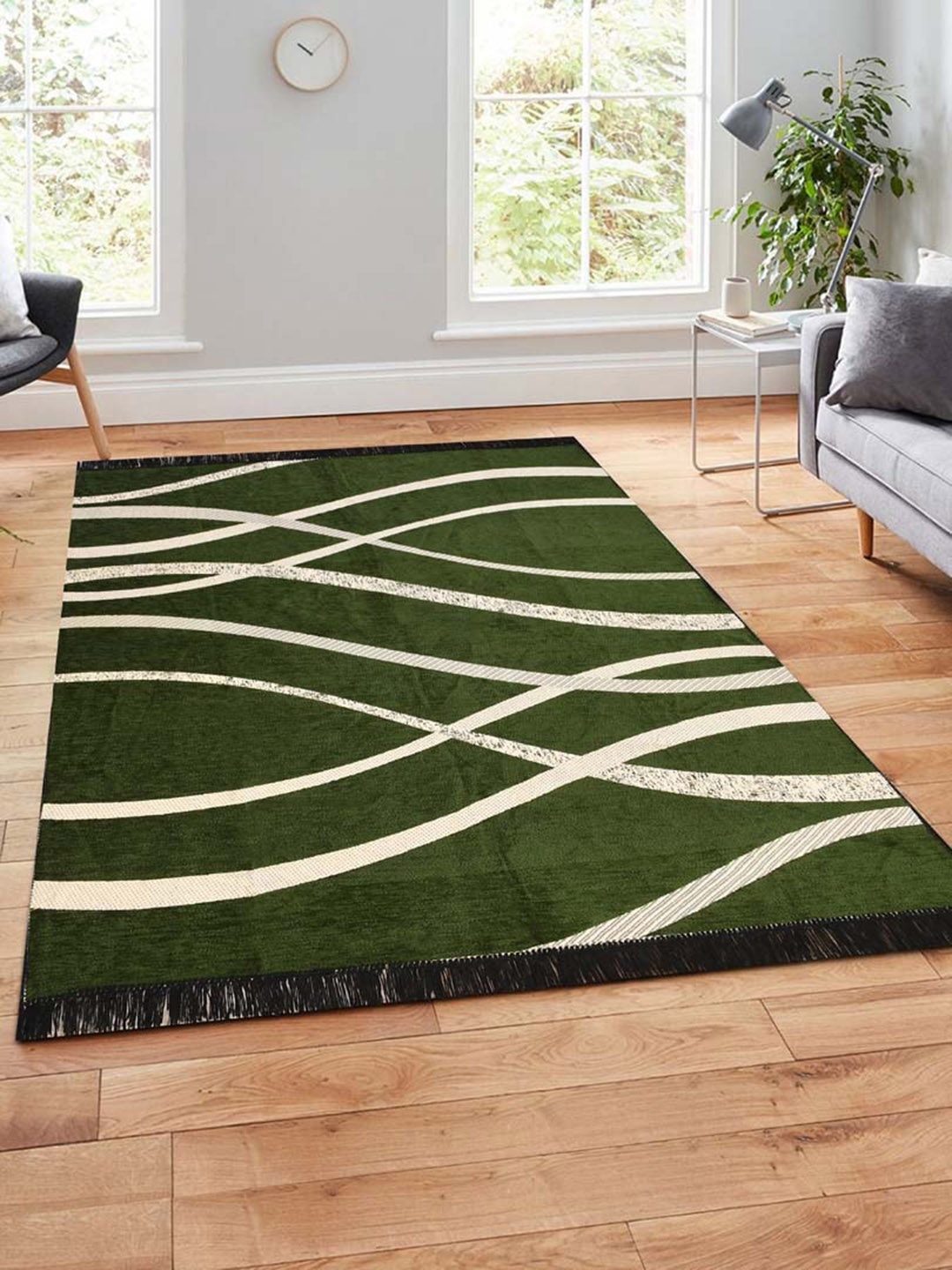 Slushy Mushy Green Abstract Printed Modern Carpets