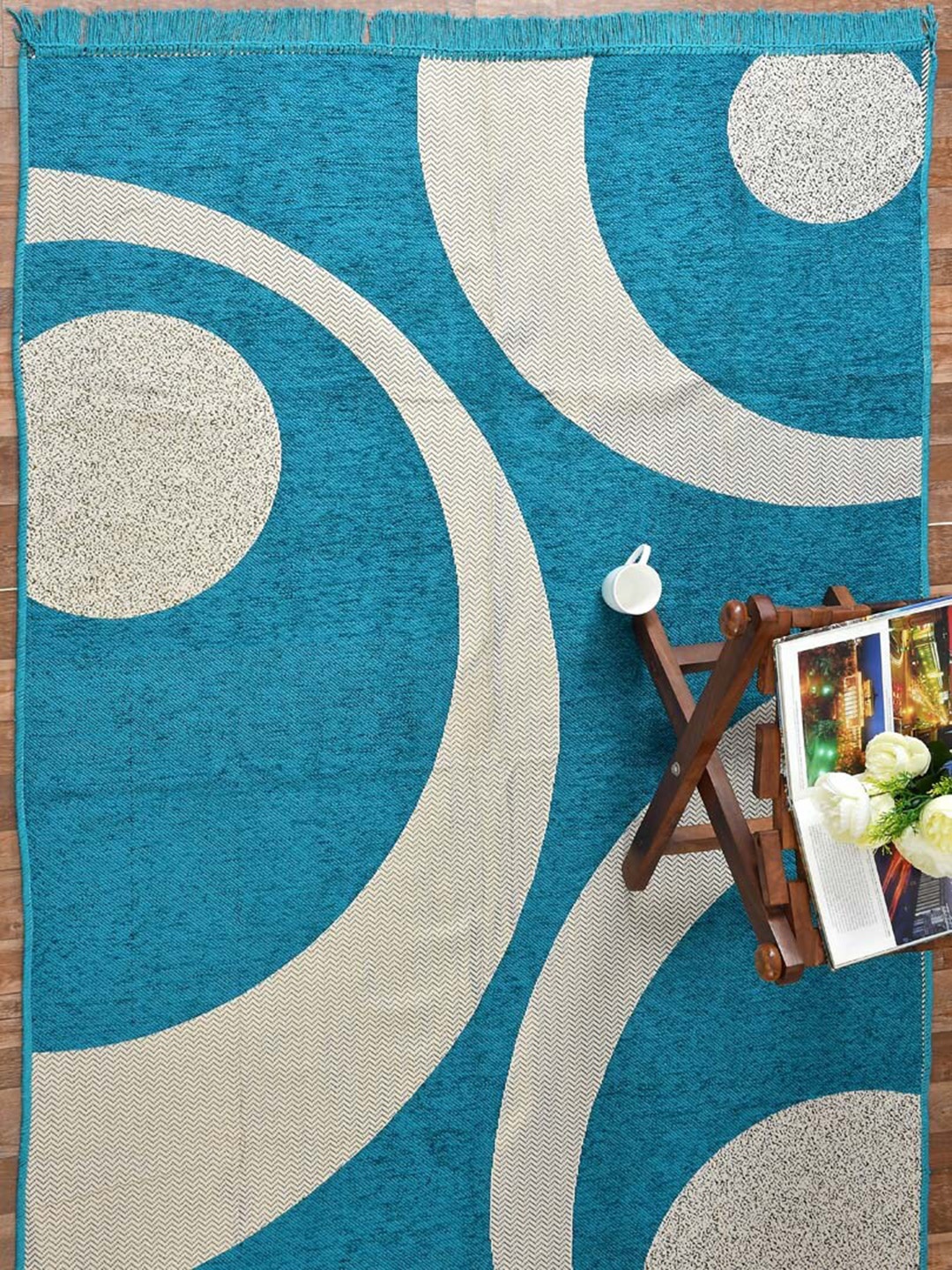 Slushy Mushy Blue Abstract Printed Modern Carpets